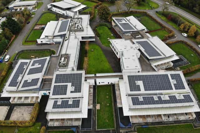 The new solar panels at the Guide Dog charity site outside Leamington. Photo supplied