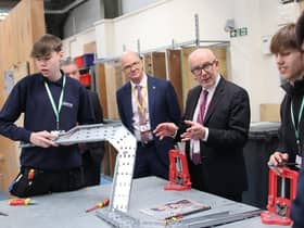 ): Matt Western MP speaking with staff and students at Royal Leamington Spa College.