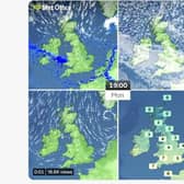 The Met Office forecast for 7pm this evening