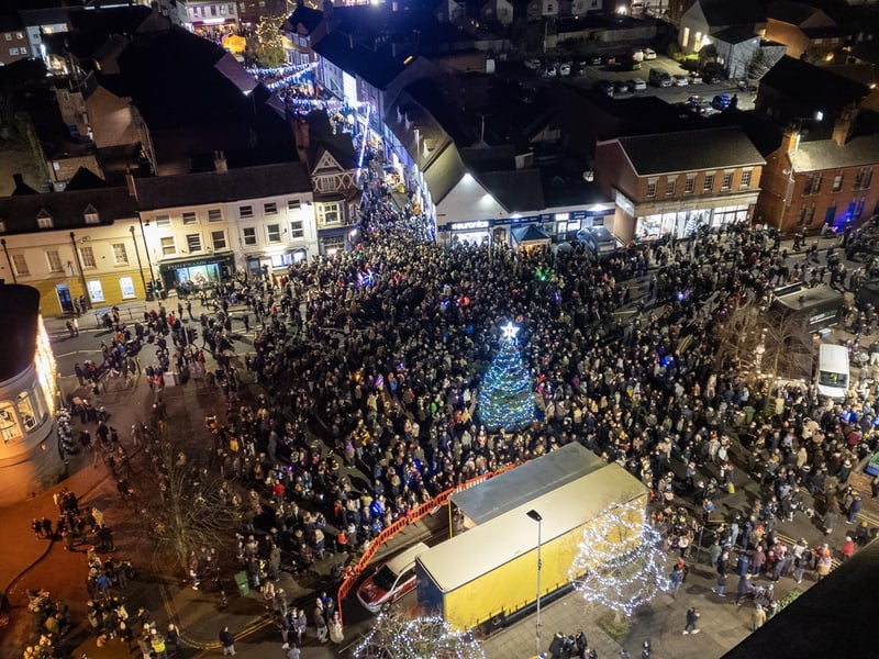 Busy scenes during Lutterworth Christmas Lights Switch-On.