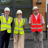 Rugby’s MP Mark Pawsey was given an early look at the Griffin Primary School by headteacher Alison Hine and Wilmott Dixon’s site manager Allun O’Brien.