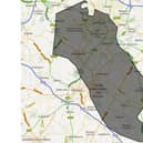 The Frack Off campaign group has published this image to show the area of Warwickshire which could be affected if fracking takes place in the county. Picture supplied.