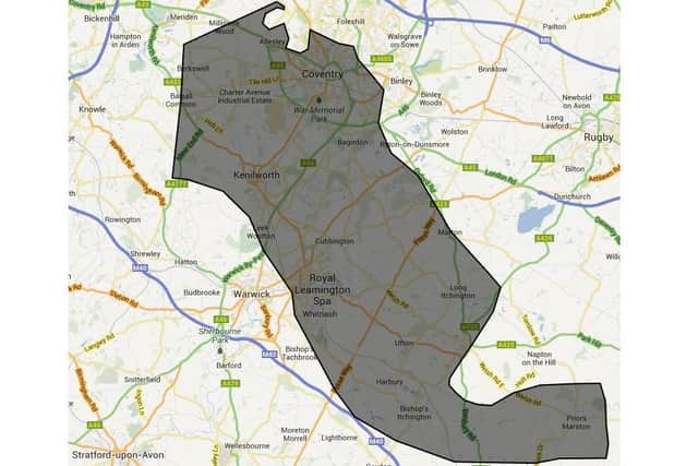 The Frack Off campaign group has published this image to show the area of Warwickshire which could be affected if fracking takes place in the county. Picture supplied.
