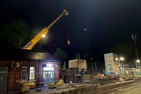 The crane was used to move the lift shafts into place.