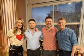 Competition winner Jordan (second from left) reveals new look with Rob Wood and This Morning presenters Cat Deeley and Ben Shephard.