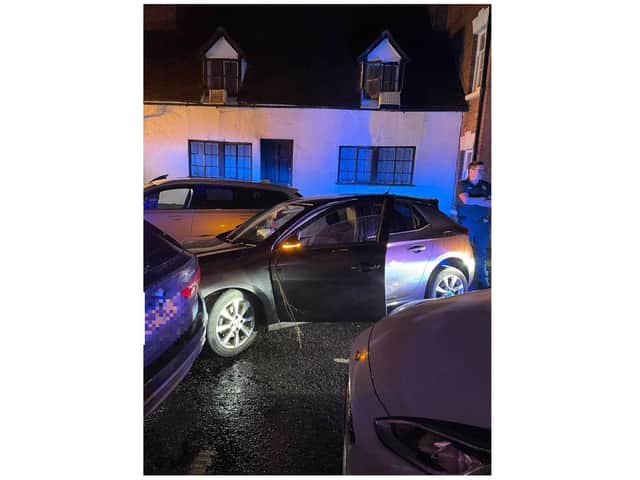 A car crashed into several parked vehicles in St Nicholas Church Street. Photo by Nicholas Goode