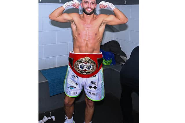 Danny Quartermaine after winning the IBF European Super Featherweight belt. Picture submitted.