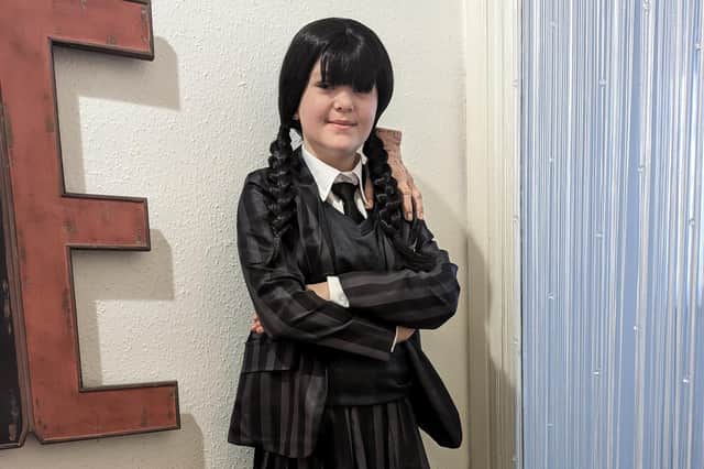 Lily-Mae, 10, who goes to All saints CofE junior school Warwick as Wednesday Addams.