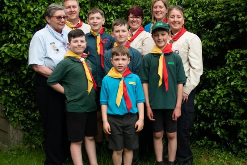 Long Lawford Scout Group with Chris Beech recipient of British Empire Medal.