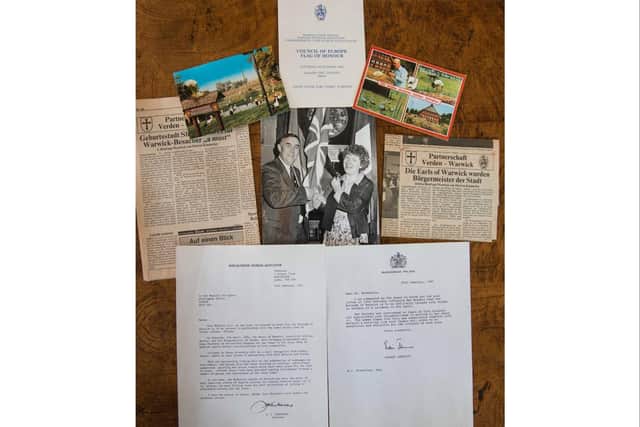 Some of the documents and postcards and newspaper cuttings from Verden collated by Mervyn. Photo by Gill Fletcher
