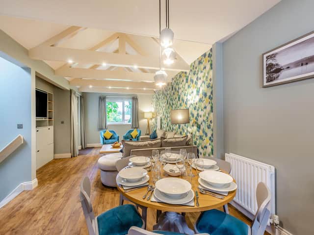The two-storey Troutbeck Cottage has a modern kitchen and sociable open plan living area