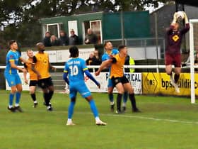 Below-par Leamington were easily beaten by Peterborough Sports. Pic by Sally Ellis.