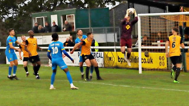 Below-par Leamington were easily beaten by Peterborough Sports. Pic by Sally Ellis.