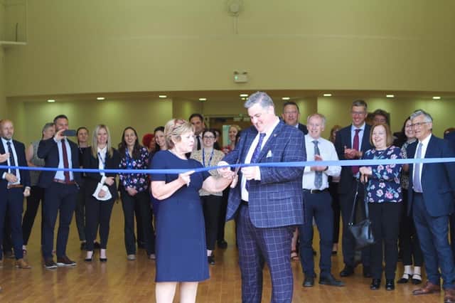 Councillor Izzi Seccombe, Leader of Warwickshire County Council, formally cut the ribbon to open the school.