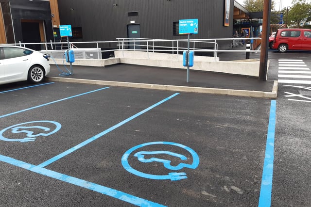 There are several electric charging spots in the car park at the new Aldi in Leamington.