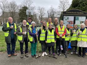 Volunteers for the Friends of Christchurch Gardens with Warwick District Council leader Cllr Andrew Day (far right) at the April tidy up event at the park. Picture supplied.