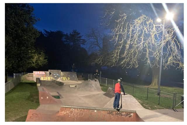The new lighting at the skatepark at Victoria Park in Leamington. Picture supplied.