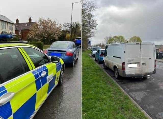 An Audi TT and a Ford Transit van have been seized by police near Rugby over driving offences