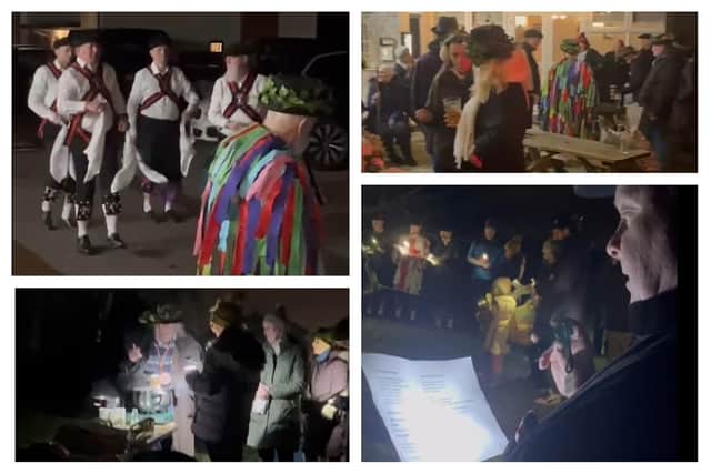 This year’s ceremony set off from the Blacksmith’s Arms, followed by a procession to the Community Orchard.
