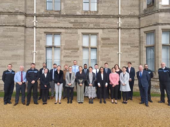 Philip Seccombe and Deputy Chief Constable Alex-Franklin with the new officers and members of the force’s Learning and Development Team.