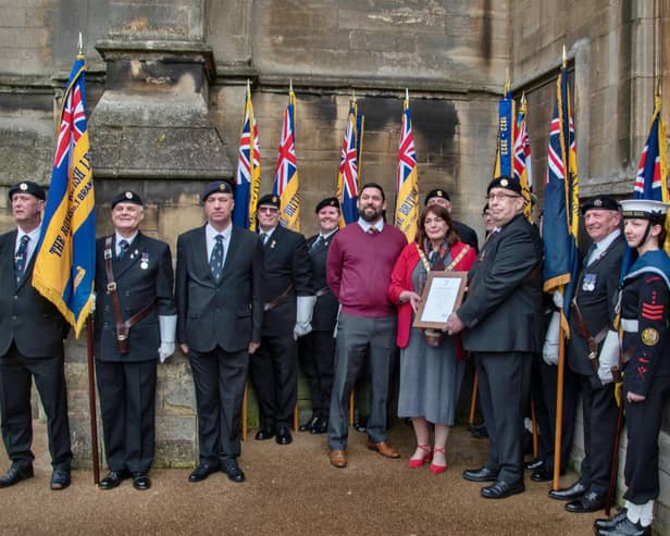 Leigh Caswell, a member of the council's housing advice and benefits team who serves as the council's armed forces champion, and the Mayor of Rugby, Cllr Maggie O'Rourke, joined members of the Rugby No.1 branch of the Royal British Legion at Sunday's service at St Andrew's Church.