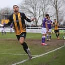 Henry Landers celebrates his goal against Darlington. Photo: Chris Simpson.