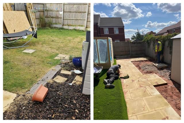 Left shows the garden before the work and right shows work taking place. Photos supplied