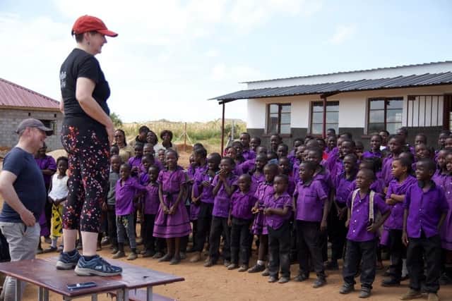 Viv Kibble teaching dance to youngsters in Zambia. Photo supplied