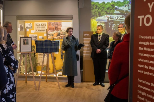 HRH Princess Anne officially opening the Queen's Royal Hussars Museum on April 4. Photo by Regimental photographer, Trooper Turner