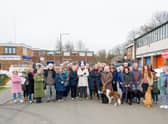 Business owners and residents protesting against the plans to build a student complex on premises in the Althorpe Street industrial estate in Leamington. Credit: MIke Baker.