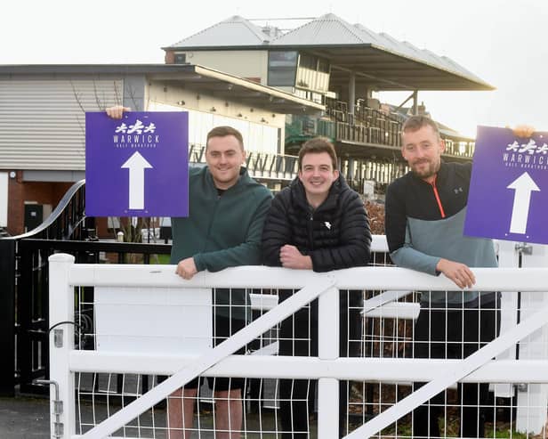 Left to right shows: The Wigley Group’s Bradley Hopkins, Rob Sullivan from race organisers Run Through, and The Wigley Group's Jonathan Wigley. Photo supplied