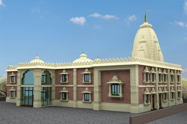 A 3D image of how the Shree Krishna Mandir (Hindu Temple) and Community Centre will look after the development work is done. Picture submitted.
