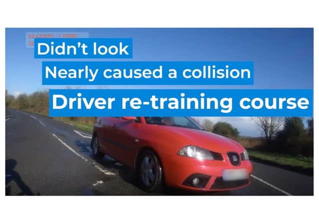 The young driver of this car was given a driver retraining course after failing to look properly at a junction and narrowly missing a cyclist. Photo supplied by Warwickshire Police