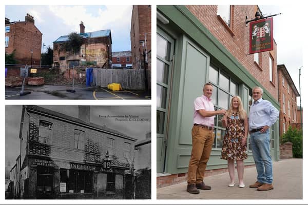 James Brookes, senior development executive at CDP,  handing the keys to the Stoneleigh Arms to Councillor Ella Billiald, with Councillor Jim Sinnott. Photo by Warwick District Council. The other photos show the old pub - and the ongoing work on the building.