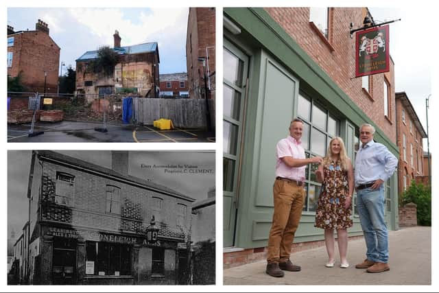 James Brookes, senior development executive at CDP, handing the keys to the Stoneleigh Arms to Councillor Ella Billiald, with Councillor Jim Sinnott. Photo by Warwick District Council. The other photos show the old pub - and the ongoing work on the building.