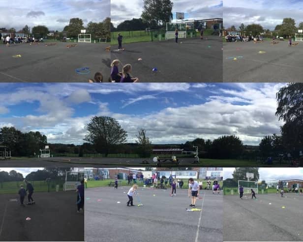 Children tackle the obstacle course at Our Lady and St Teresa's Catholic Primary School in Cubbington.