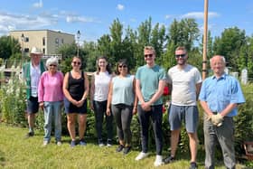 Network Rail employees and members of the Friends of Leamington Station worked on the station's gardens together this week. Picture supplied.