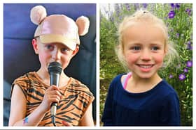Left: Neive singing during the open mic days at The Oak House Sports & Social club in March 2023. Right: Neive at the confetti flower fields before she was diagnosed.