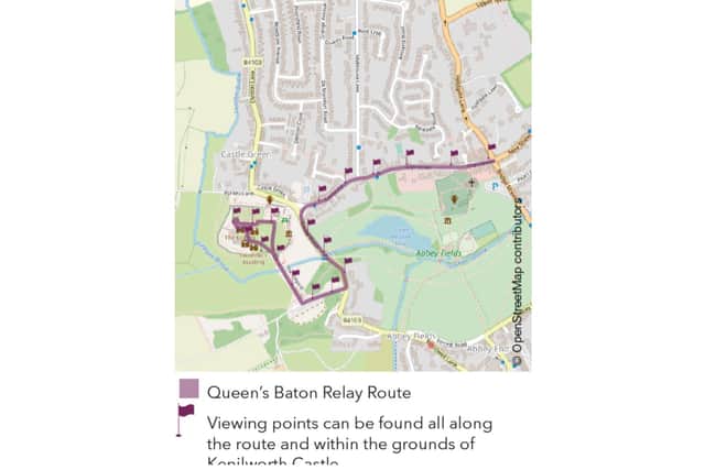 The route map for when the Baton comes through Kenilworth. Photo supplied by WDC