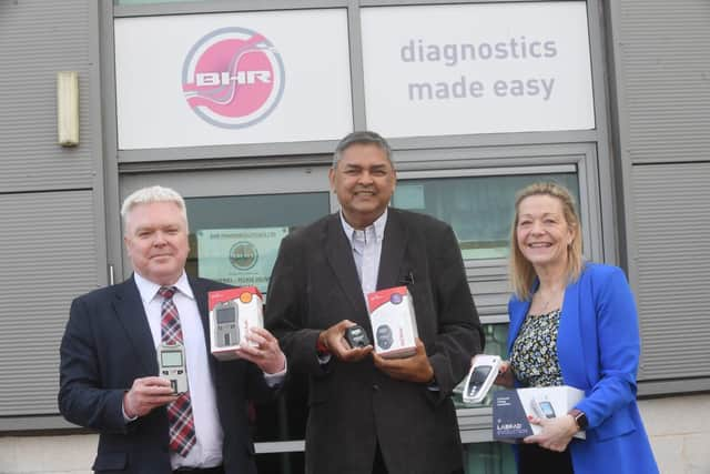 Cllr Martin Watson (WCC), Ramesh Patel (BHR Pharmaceuticals) and Tracey Challinor (WCC)