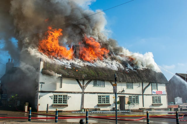 Firefighters tackle the blaze