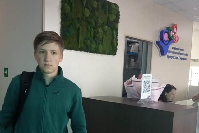 14-year-old Ukrainian refugee Ignat has undergone sucessful eye surgery to save his sight thanks to a donation made to the Leamington Polish Centre's aid effort. Picture submitted.