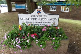 Welcome board for Stratford-upon-Avon