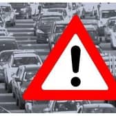 The M1 is partially blocked southbound past Northampton