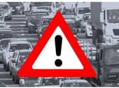 The M1 is partially blocked southbound past Northampton