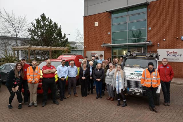 Taylor Wimpey Midlands donated festive gifts to Evelyn’s Gift, with the help of Warwickshire Search and Rescue. Photo supplied