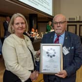 SSAFA Vice President Kirsty Bushell (L) with Peter Knight.
