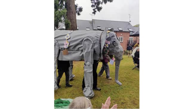 The Slaughterhouse Players have remembered world famous ringmaster Sam Lockhart, who lived in Leamington, by forming a circus troupe including a costume of one of his legendary trained elephants Wilhelmina. Picture submitted.