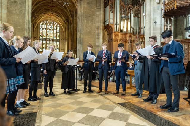 Members of the Foundation's Chamber Choir singing in St Mary's Church, Warwick.