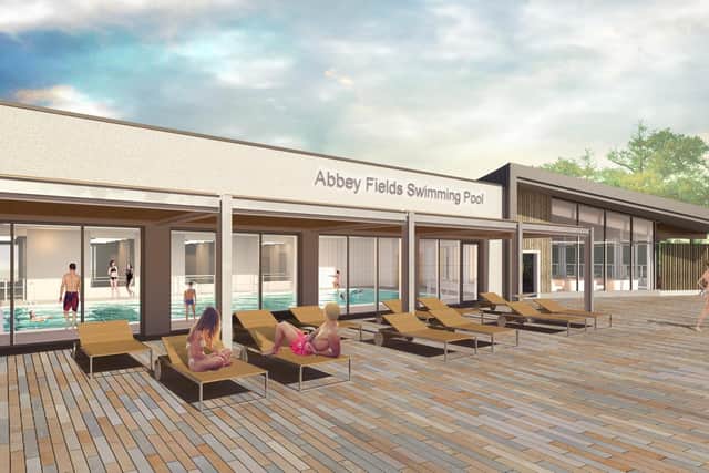 A CGI of how the exterior of the new swimming pool facility at Abbey Fields in Kenilworth could look. Picture supplied.